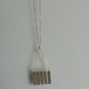 Gold Triangle Pendant Necklace with Dangling Bars - Women Jewelry